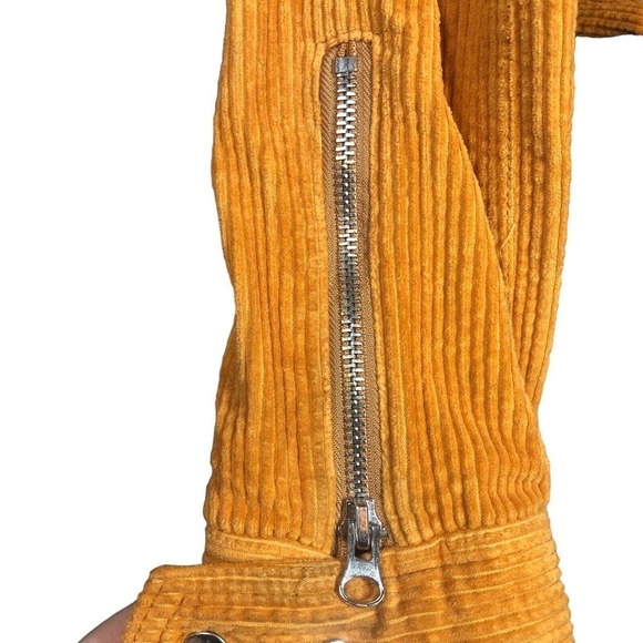 Free People Jacket Womens M Orange Slouchy Dolman Moto Corduroy Lagenlook Y2K - Picture 8 of 15